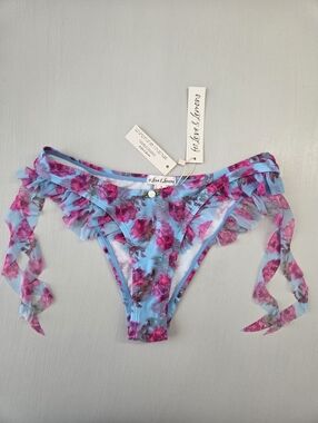 For Love And Lemons Floral Stems Ruffle Bikini Bottom